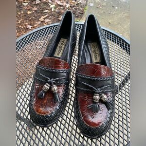 Brighton Women's  Black and Brown Tassel Loafers